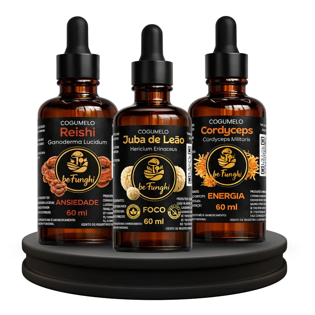 Kit Reishi + Cordyceps + Juba de Leão 60ml