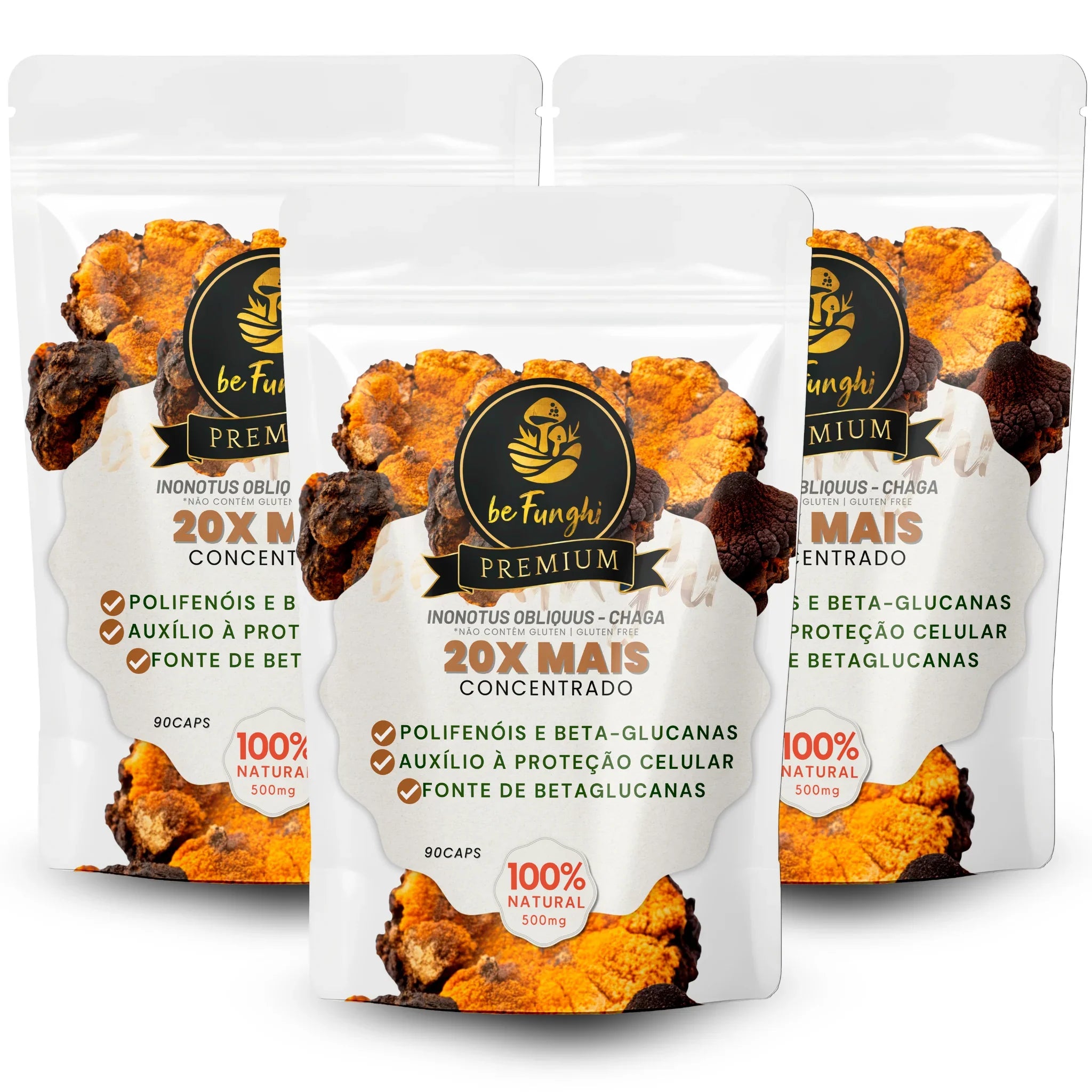 Chaga em Cápsulas 500mg – Suporte ao Bem-Estar e Defesa do Organismo (90 cápsulas)
