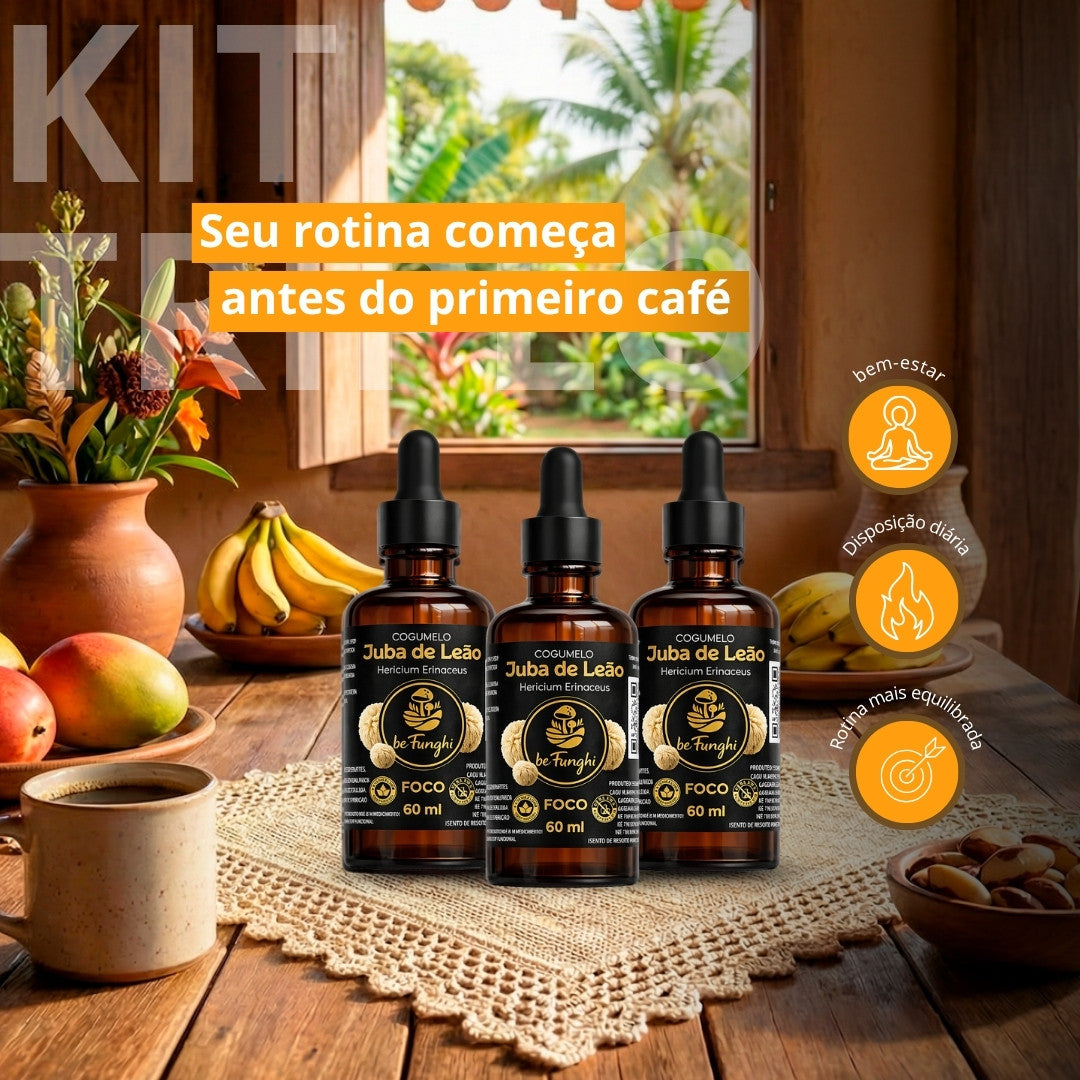 Kit 3 Extrato de Juba de Leão 60ml – Cogumelo Funcional