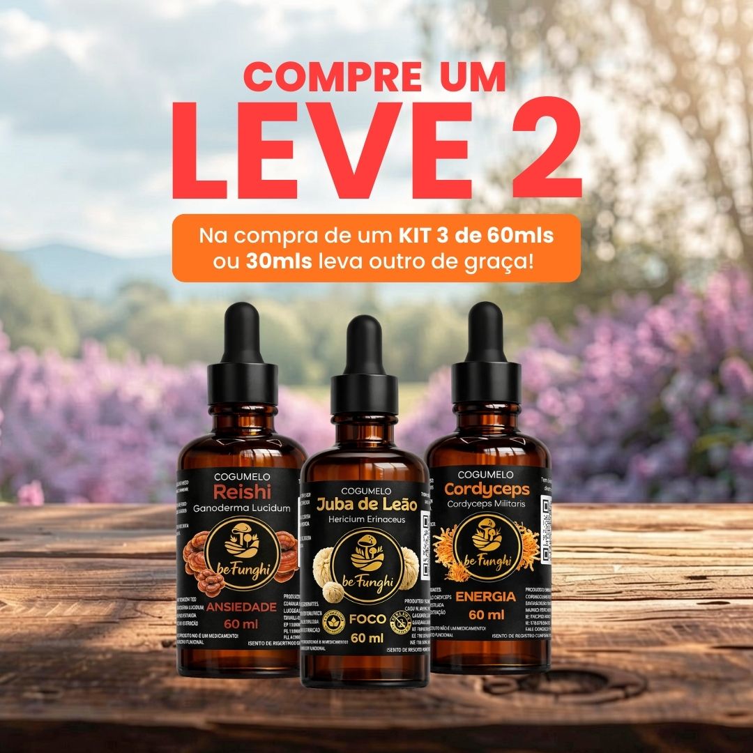 Kit Reishi + Cordyceps + Juba de Leão 60ml