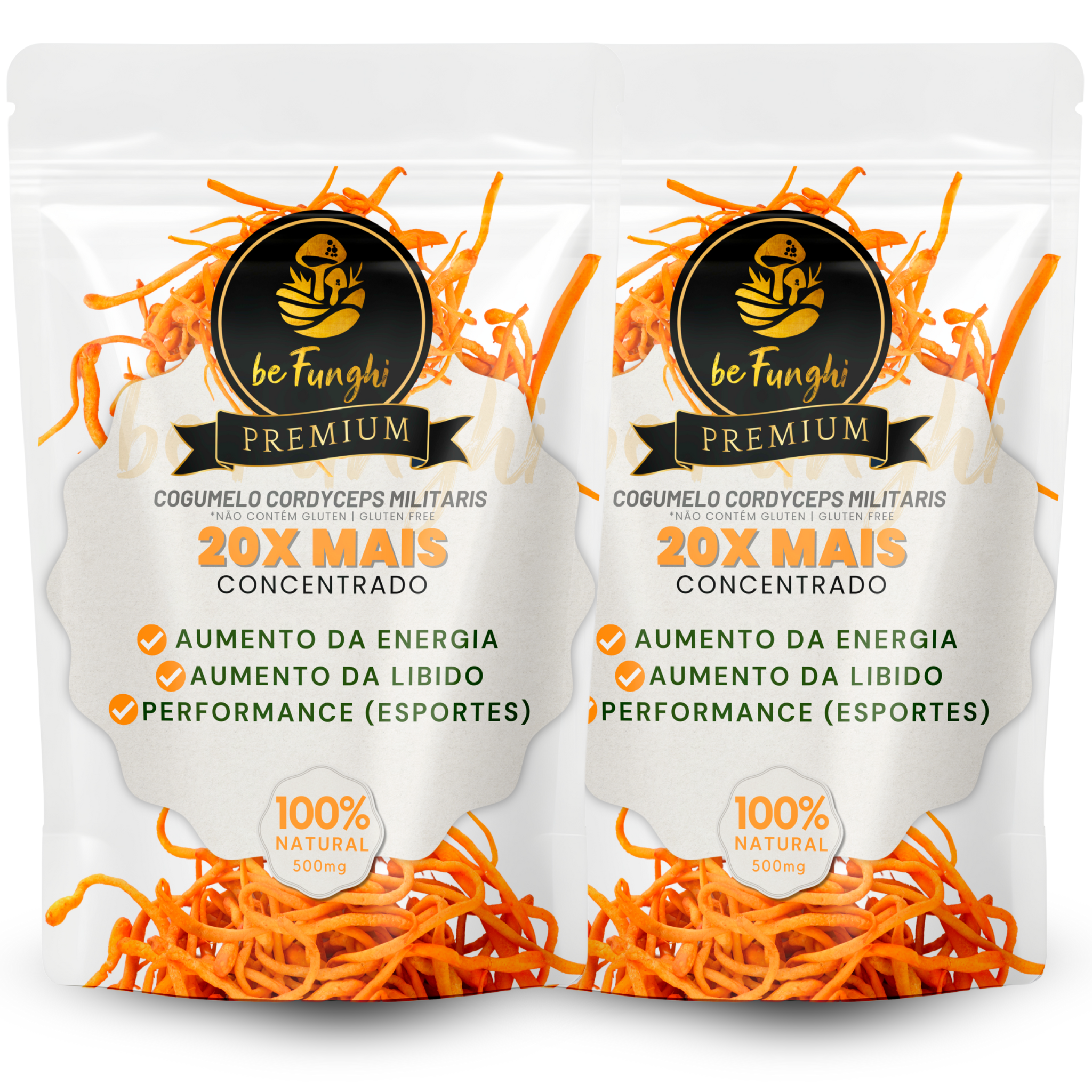 Extrato Concentrado Cordyceps Militaris 90 Capsulas - Mais energia, Aumento da Libido e Saúde do Pulmão