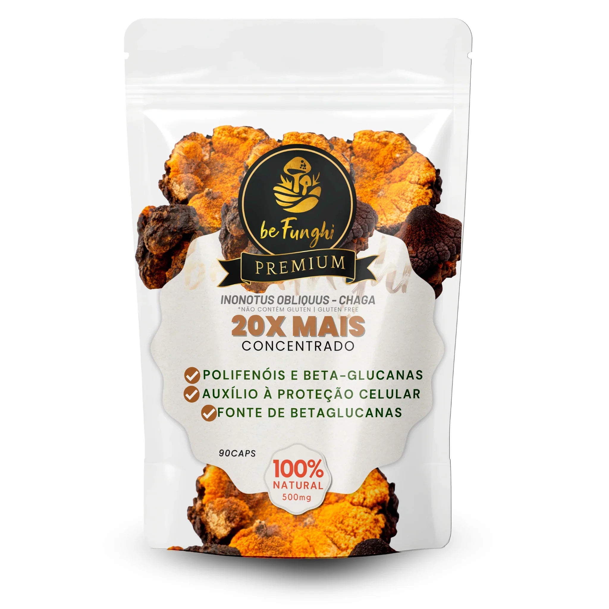 Chaga em Cápsulas 500mg – Suporte ao Bem-Estar e Defesa do Organismo (90 cápsulas)