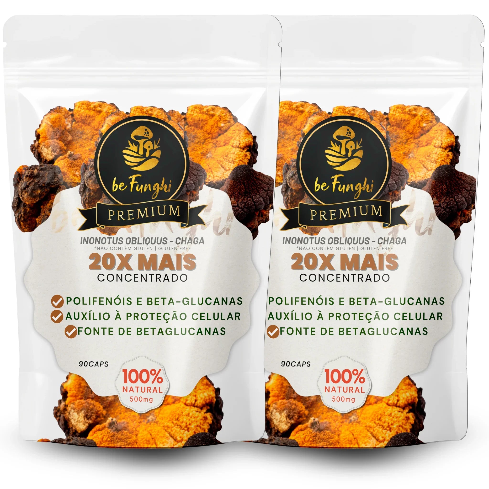 Chaga em Cápsulas 500mg – Suporte ao Bem-Estar e Defesa do Organismo (90 cápsulas)